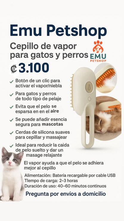 Cepillo de vapor para gatos y perros