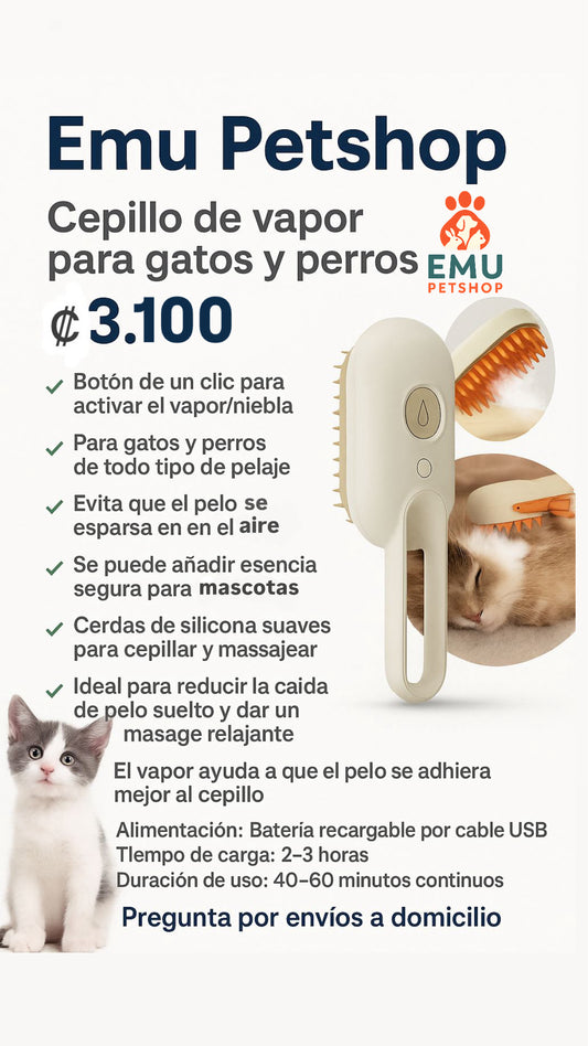 Cepillo de vapor para gatos y perros